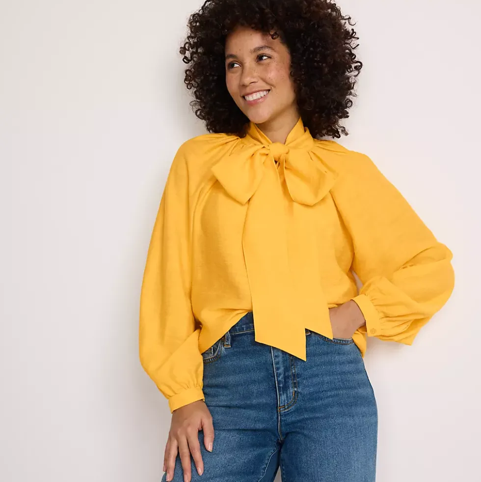 Women's Long Sleeve Bow Blouse