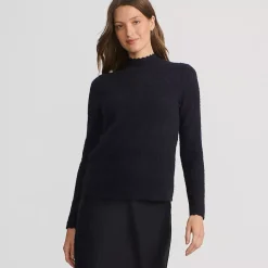 Women's Long Sleeve Brushed Lace Mock Neck Top