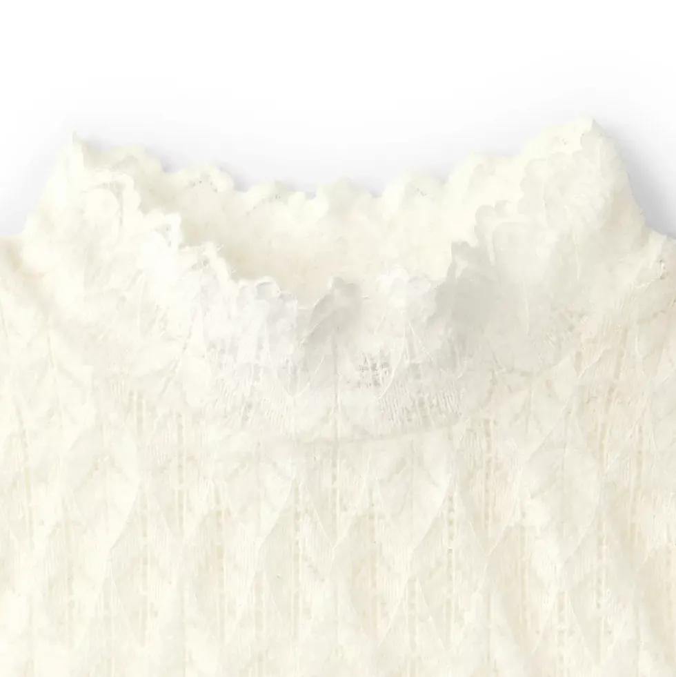 Women's Long Sleeve Brushed Lace Mock Neck Top