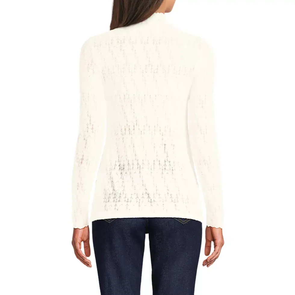 Women's Long Sleeve Brushed Lace Mock Neck Top