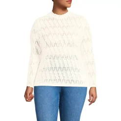 Women's Long Sleeve Brushed Lace Mock Neck Top