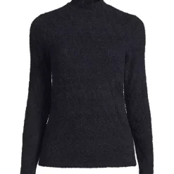 Women's Long Sleeve Brushed Lace Mock Neck Top
