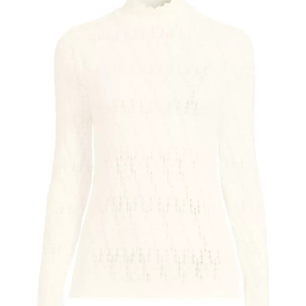 Women's Long Sleeve Brushed Lace Mock Neck Top