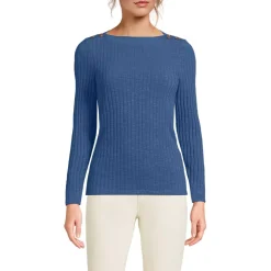 Women's Long Sleeve Coastal Rib Boatneck Top
