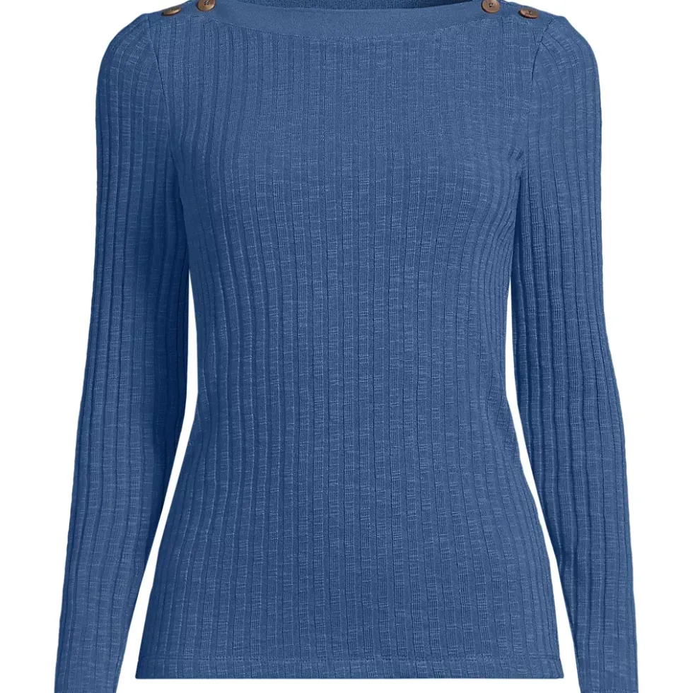 Women's Long Sleeve Coastal Rib Boatneck Top