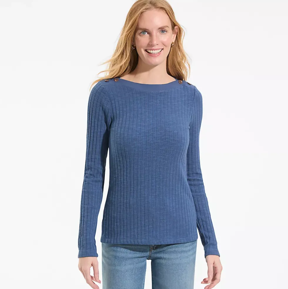 Women's Long Sleeve Coastal Rib Boatneck Top