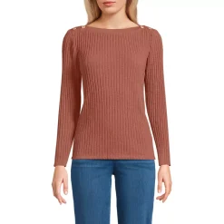 Women's Long Sleeve Coastal Rib Boatneck Top