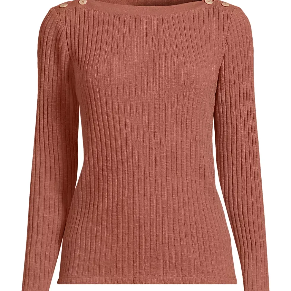 Women's Long Sleeve Coastal Rib Boatneck Top