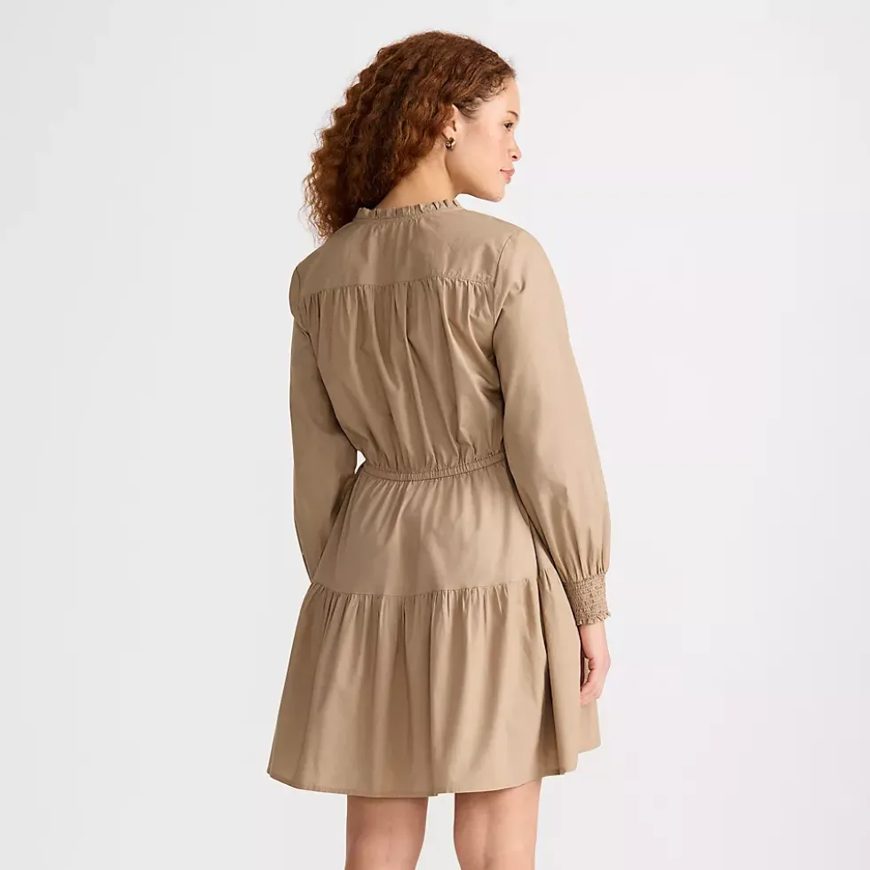 Women's Long Sleeve Cotton Poplin Mini Popover Dress