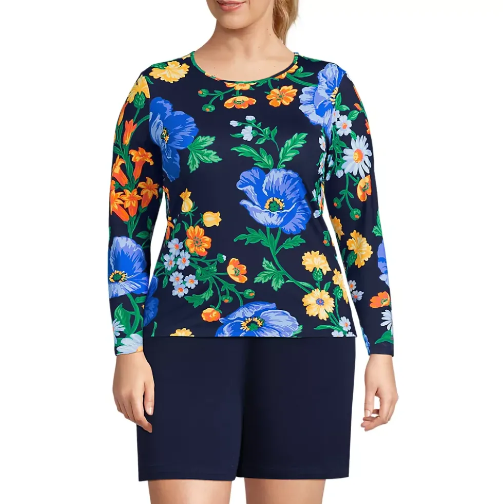 Women's Long Sleeve Crewneck Garden Tee - Sunshade UPF 50 Quick Dry