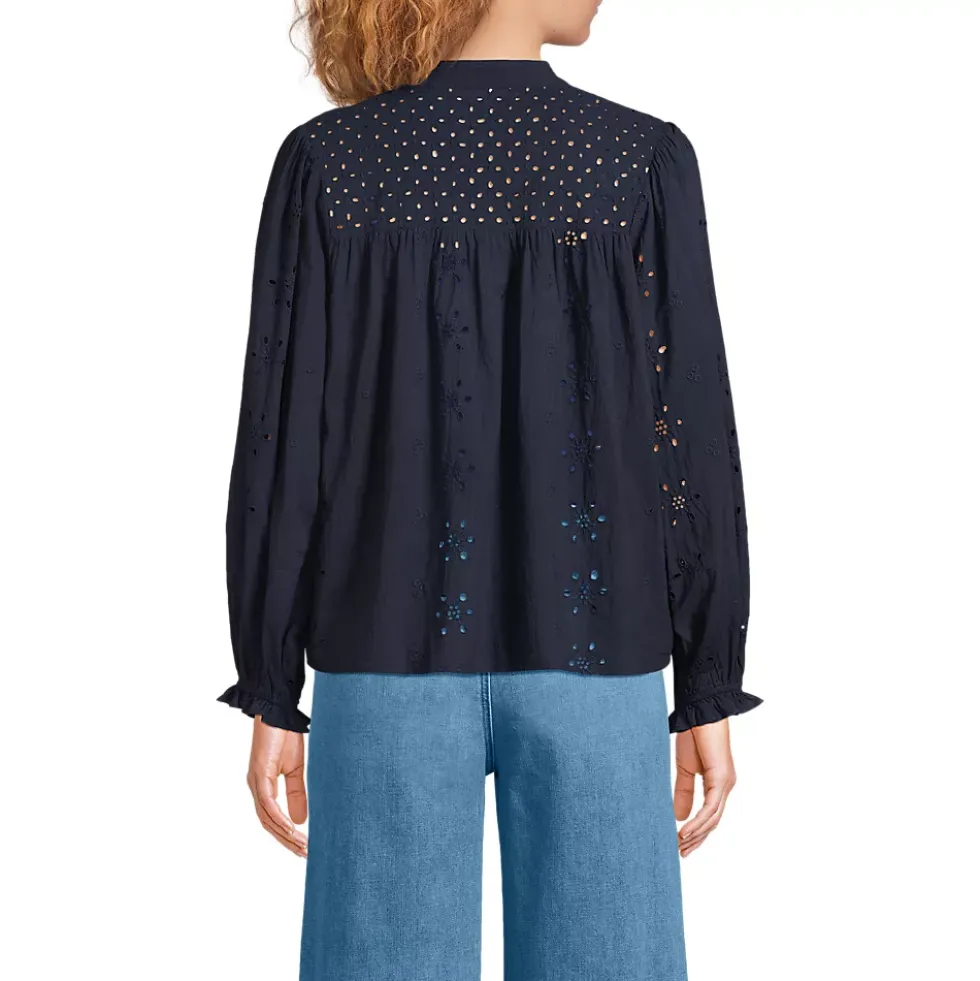 Women's Long Sleeve Cypress Eyelet Blouse