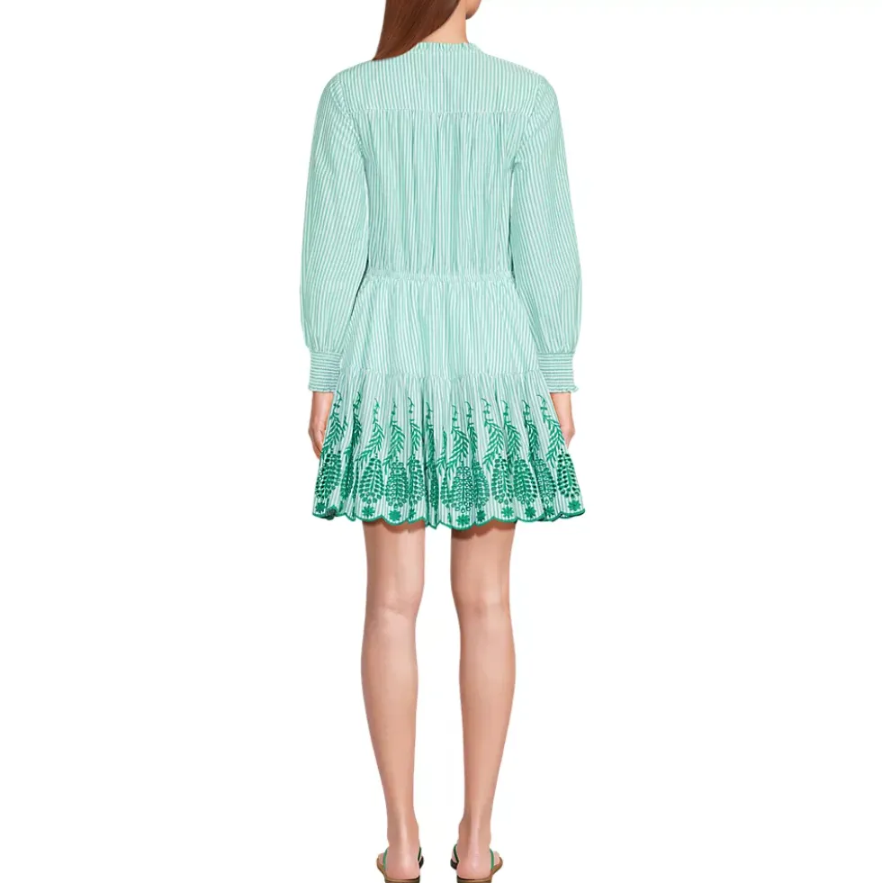 Women's Long Sleeve Eyelet Mini Popover Dress