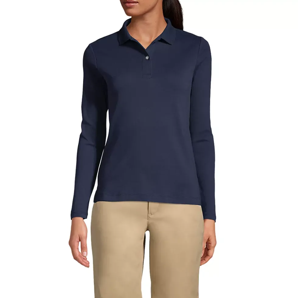 Women's Long Sleeve Feminine Fit Interlock Polo Shirt