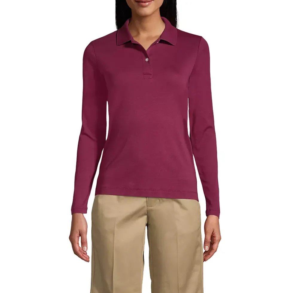 Women's Long Sleeve Feminine Fit Interlock Polo Shirt