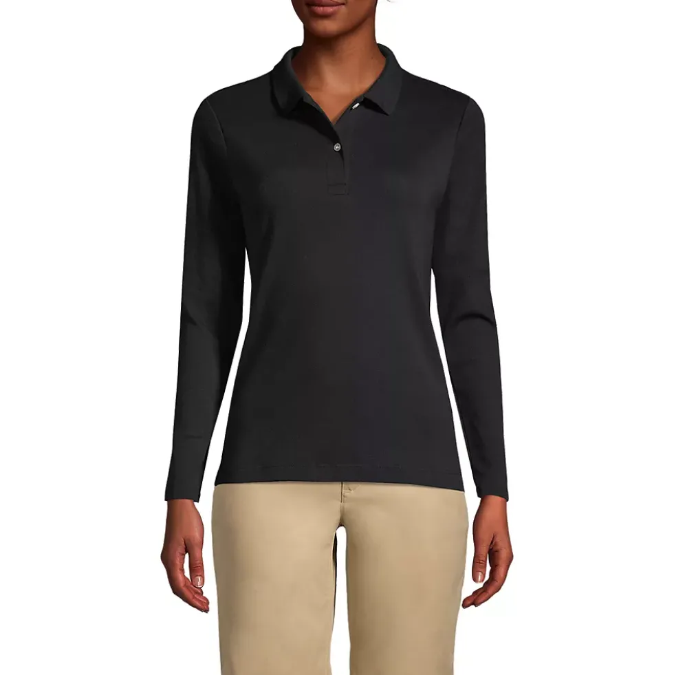 Women's Long Sleeve Feminine Fit Interlock Polo Shirt