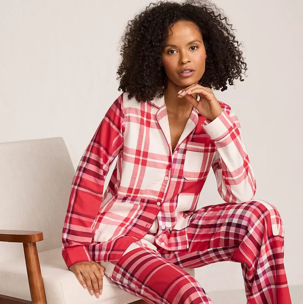 Women's Long Sleeve Flannel Patchwork Pajama Top