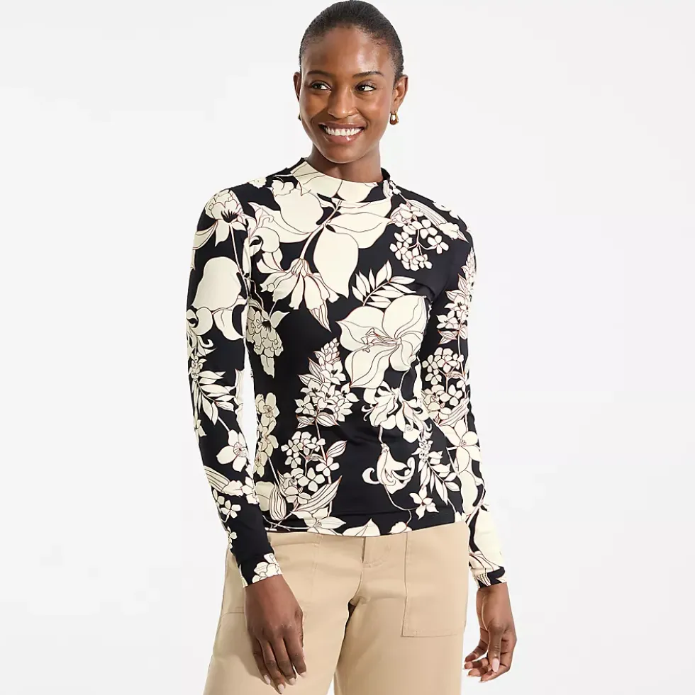 Women's Long Sleeve Garden Tee Mock Neck- Sunshade UPF 50 Quick Dry