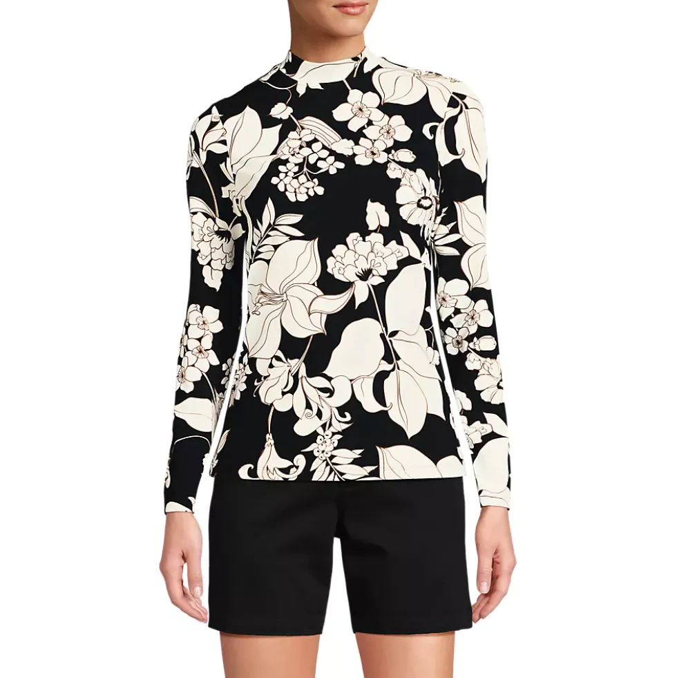 Women's Long Sleeve Garden Tee Mock Neck- Sunshade UPF 50 Quick Dry