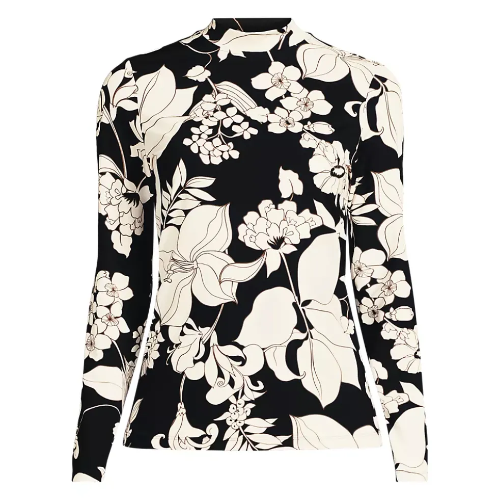 Women's Long Sleeve Garden Tee Mock Neck- Sunshade UPF 50 Quick Dry
