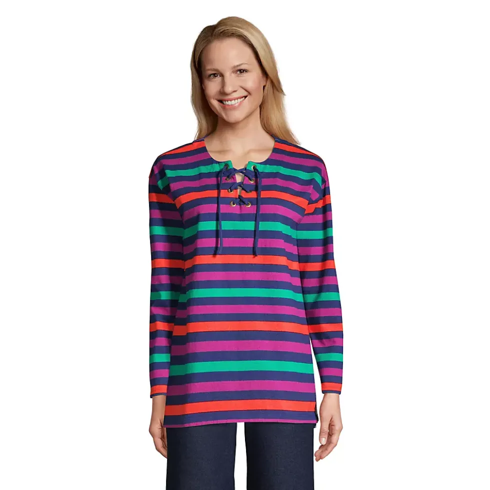 Women's Long Sleeve Heavyweight Jersey Lace Front Tunic