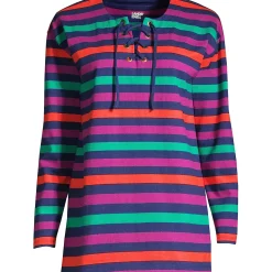 Women's Long Sleeve Heavyweight Jersey Lace Front Tunic