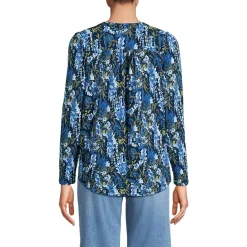Women's Long Sleeve Lightweight Jersey Notch Neck Tunic Top