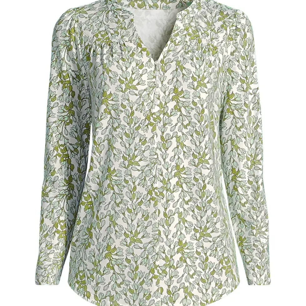 Women's Long Sleeve Lightweight Jersey Notch Neck Tunic Top