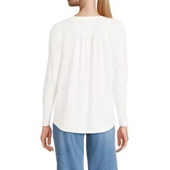 Women's Long Sleeve Lightweight Jersey Notch Neck Tunic Top