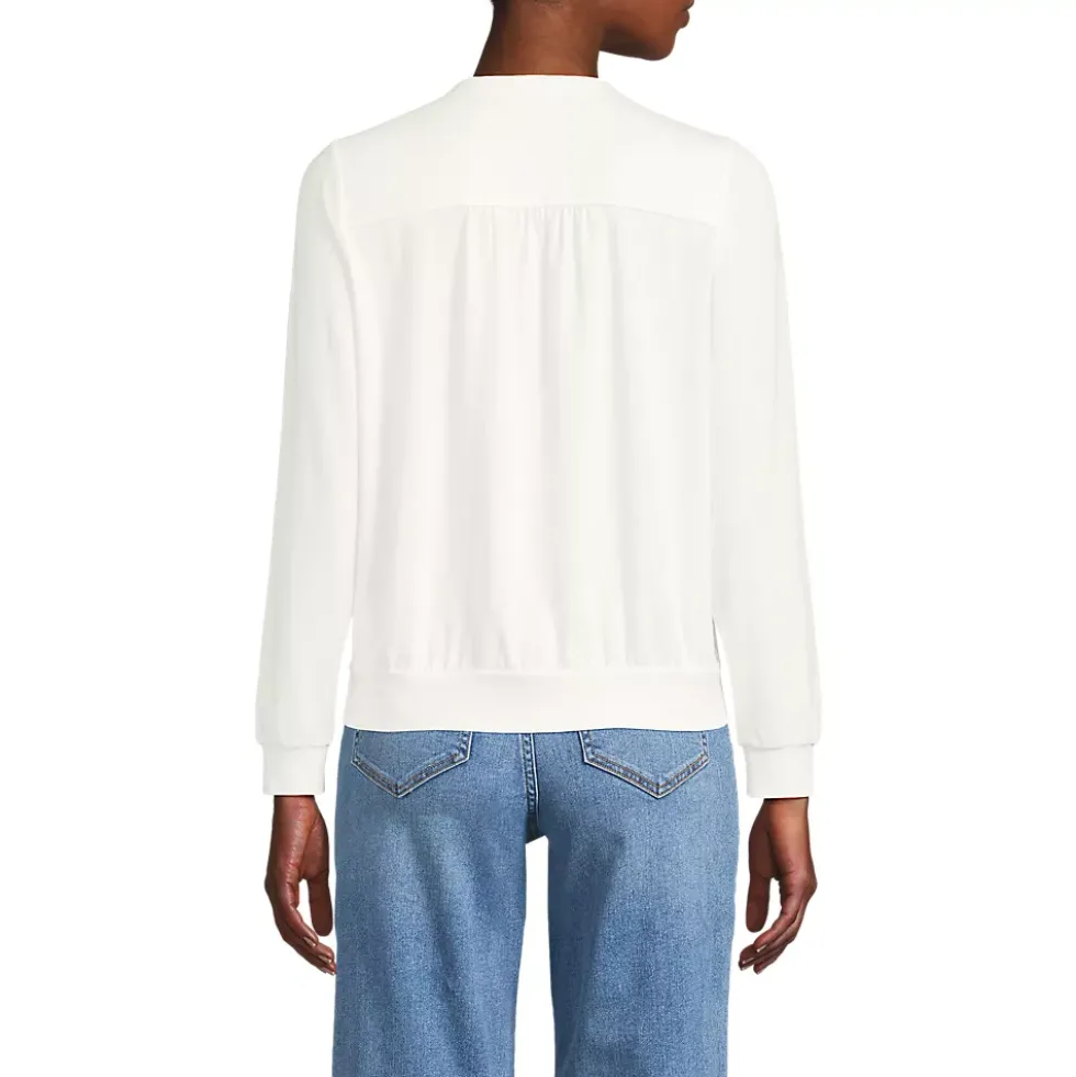 Women's Long Sleeve Lightweight Jersey Surplice Blouse