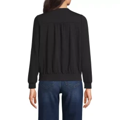 Women's Long Sleeve Lightweight Jersey Surplice Blouse