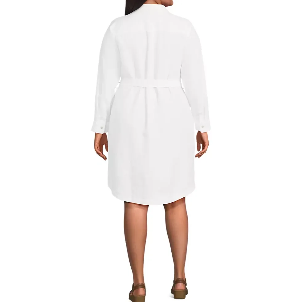 Women's Long Sleeve Linen Shirt Dress