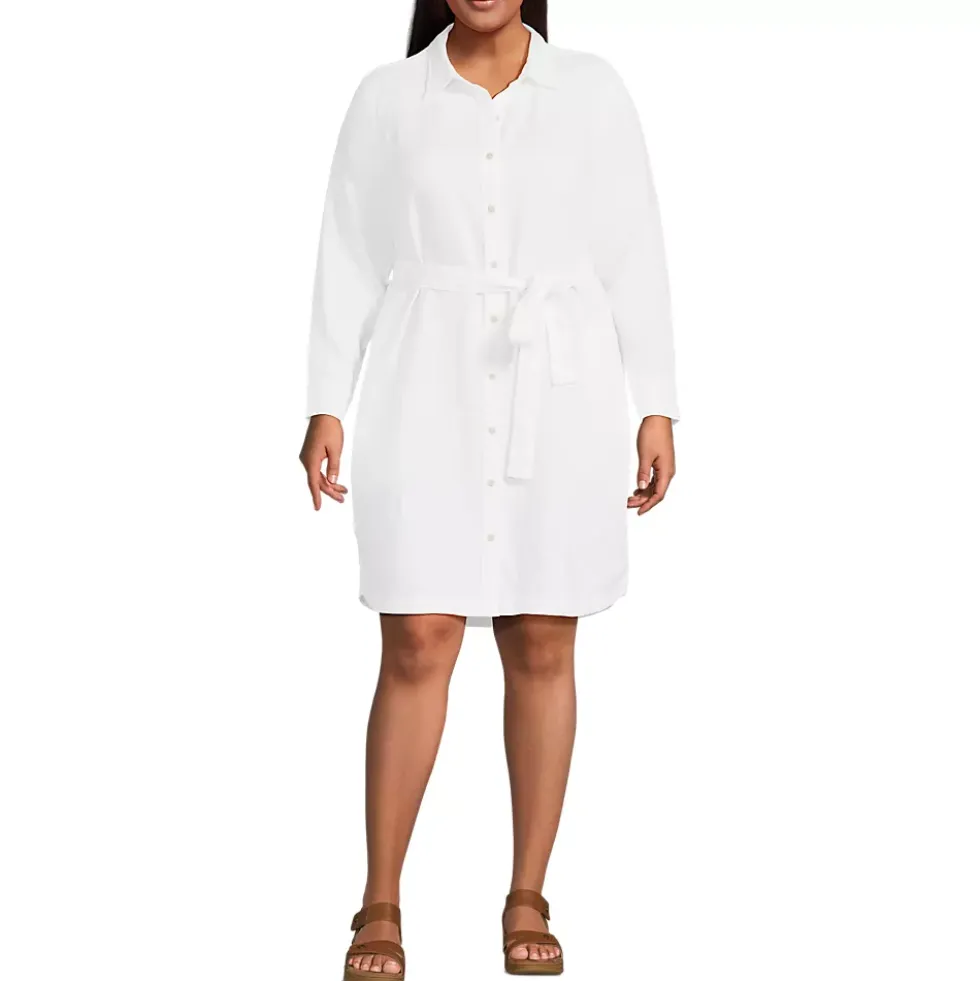 Women's Long Sleeve Linen Shirt Dress