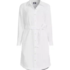 Women's Long Sleeve Linen Shirt Dress