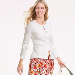 Women's Long Sleeve Micro Rib Button Through Cardigan
