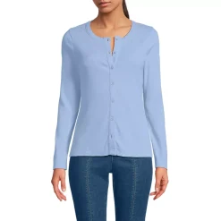 Women's Long Sleeve Micro Rib Button Through Cardigan