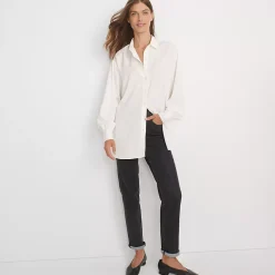 Women's Long Sleeve Oversized Satin Buttondown Tunic