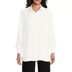 Women's Long Sleeve Oversized Satin Buttondown Tunic