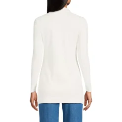 Women's Long Sleeve Polished Rib Button Through Tunic Shirt