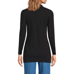 Women's Long Sleeve Polished Rib Button Through Tunic Shirt