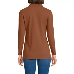 Women's Long Sleeve Polished Rib Button Through Tunic Shirt