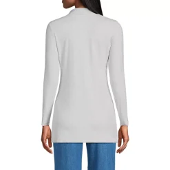 Women's Long Sleeve Polished Rib Button Through Tunic Shirt