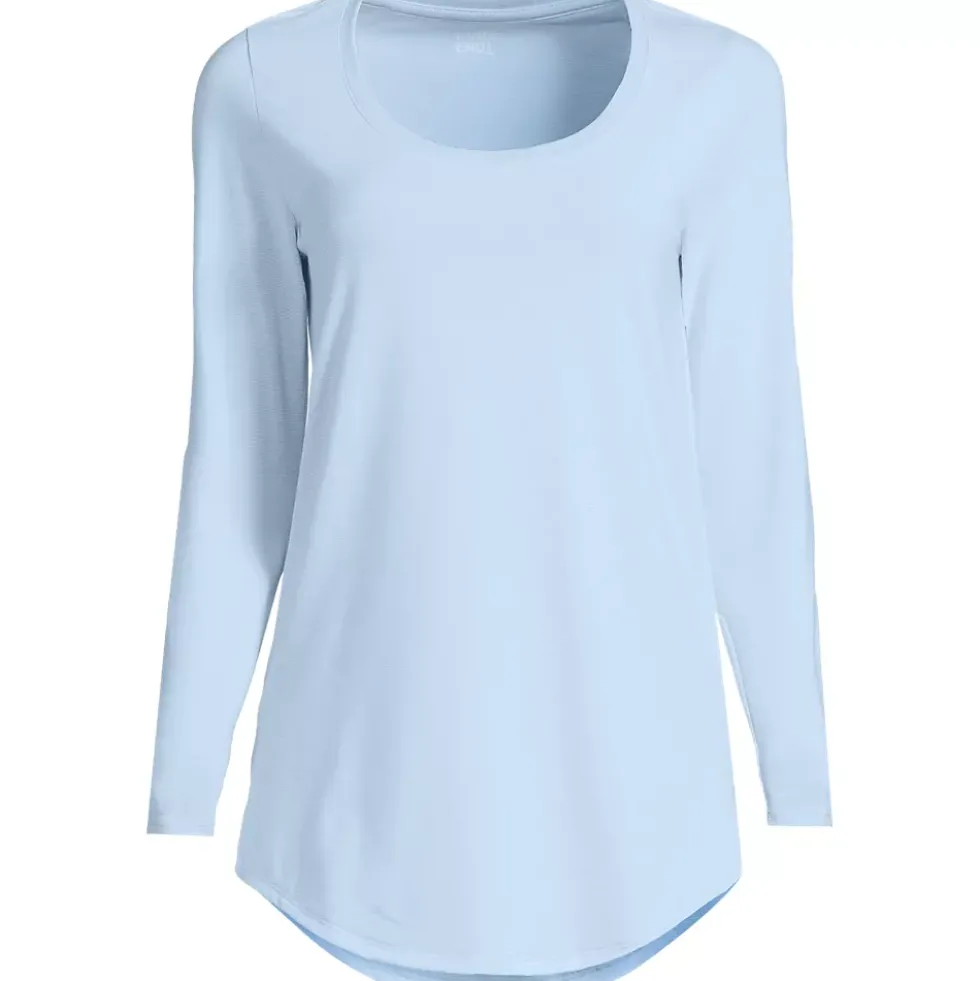 Women's Long Sleeve Power Performance Scoop Neck Curved Hem Tunic Tee