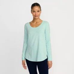 Women's Long Sleeve Power Performance Scoop Neck Curved Hem Tunic Tee