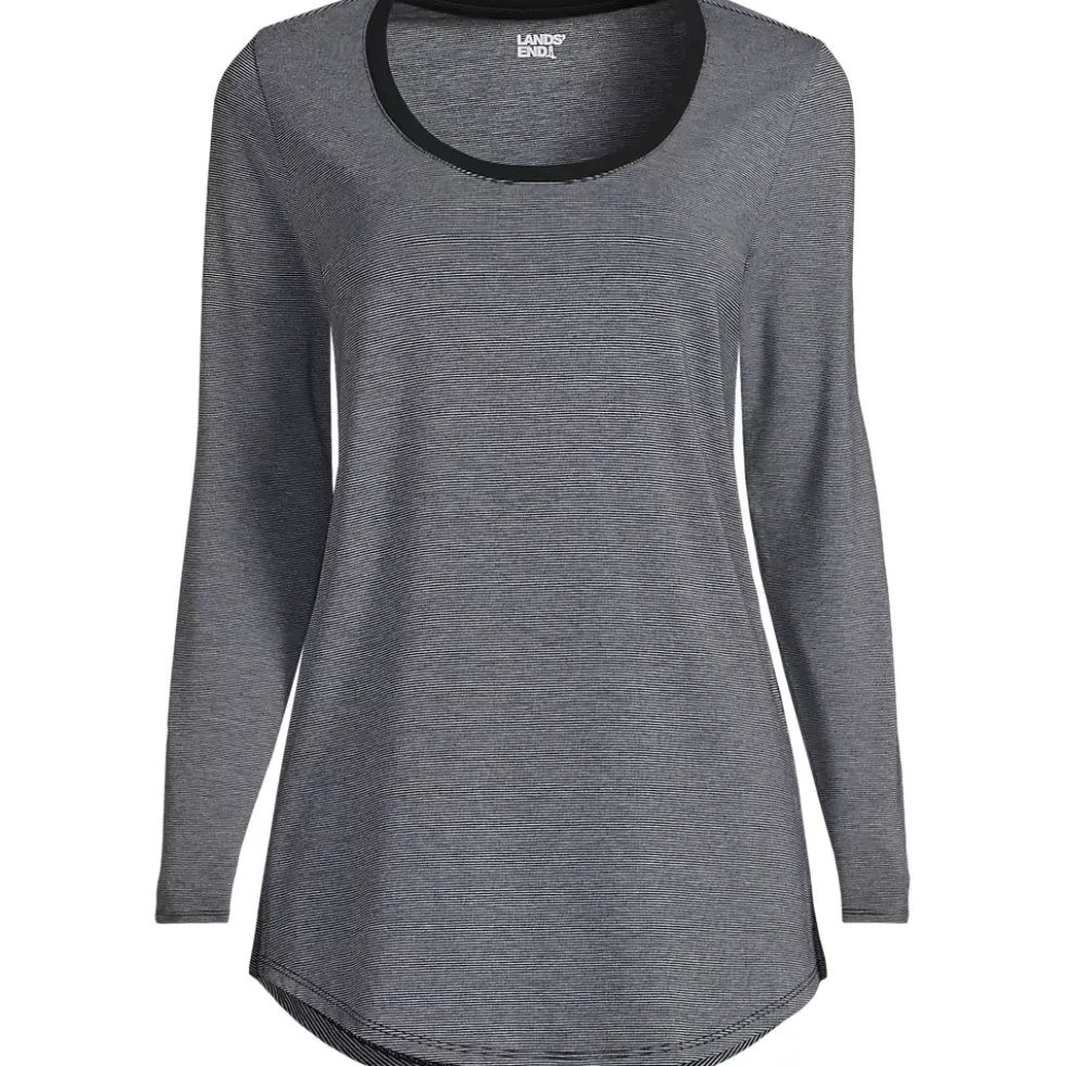 Women's Long Sleeve Power Performance Scoop Neck Curved Hem Tunic Tee