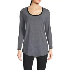 Women's Long Sleeve Power Performance Scoop Neck Curved Hem Tunic Tee