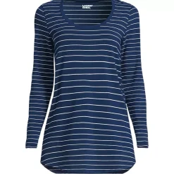 Women's Long Sleeve Power Performance Scoop Neck Curved Hem Tunic Tee