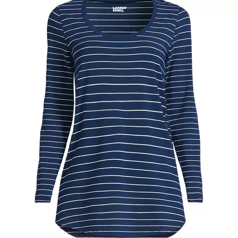 Women's Long Sleeve Power Performance Scoop Neck Curved Hem Tunic Tee