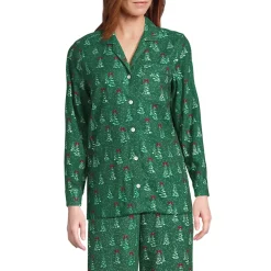 Women's Long Sleeve Print Flannel Pajama Top
