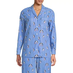 Women's Long Sleeve Print Flannel Pajama Top
