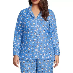 Women's Long Sleeve Print Flannel Pajama Top